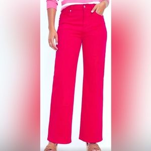 Ann Taylor LOFT wide leg denim pink size 27/4